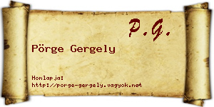 Pörge Gergely névjegykártya